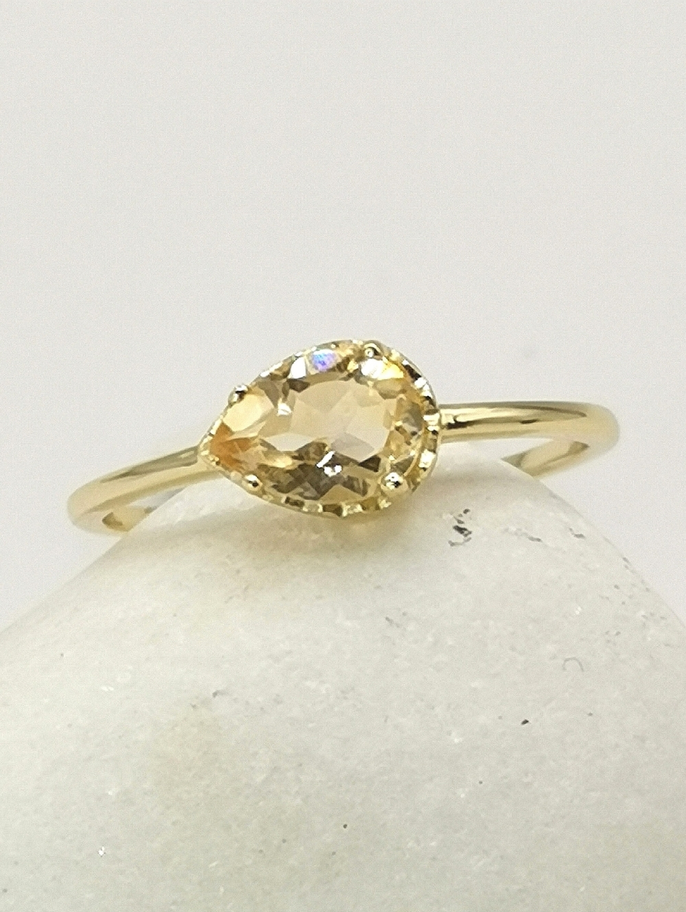 Citrine  Ring 14k Gold on Sterling Silver size 7 Stacking 🆕